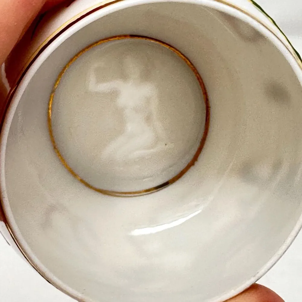 Vintage Japanese Dragonware Moriage Teacup Saucer Geisha Lithophane Fine China